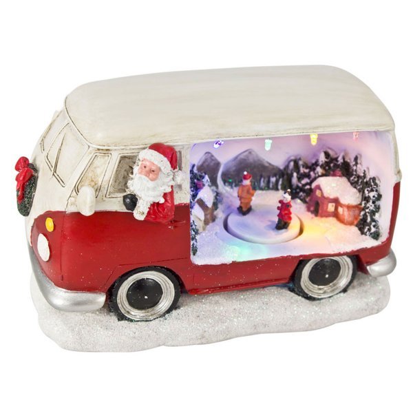 Χριστουγεννιάτικο Διακοσμητικό Αυτοκινητάκι, με Άγιο Βασίλη, Kίνηση και LED (22cm)